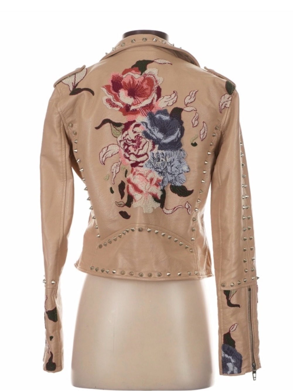 BLANKNYC Floral Embroidered Studded Faux Leather Moto Jacket | Size Small - Picture 4 of 8